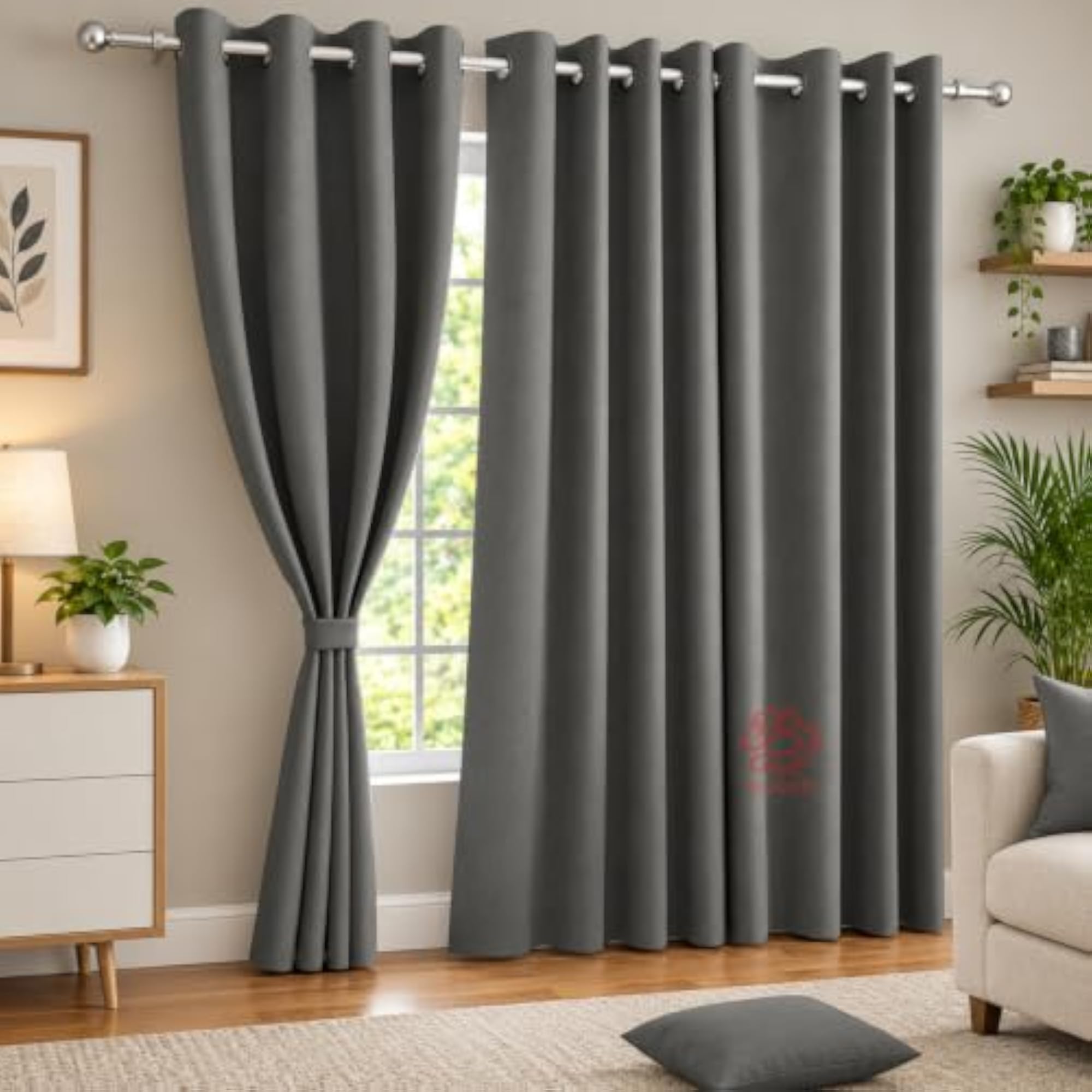 Blackout Door Curtain Room Darkening, Grey