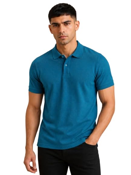 Men's Polyester Blend Polo T-Shirt | Solid Collared Neck Half Sleeve Regular Fit Casual Plain T-Shirt with Button Closure for Men & Boys-picture-25