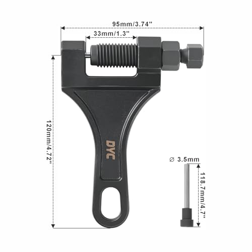 Image of DYC Chain Breaker Tool 420-530 (Separate Pin Design) with 2 Replaceable Cutting Pins & Hex Key for 40 /410 /415 /420 /428 /50 /520 /525 /530 Roller Chains, Motorcycle ATV Mini Bike Dirt Bike Go Kart Bicycle