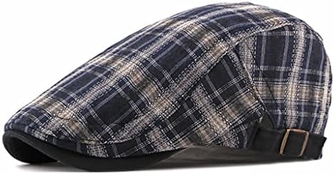 FEER Men's Casual Newsboy Hat Spring and Autumn Outdoor Retro Painter Plaid Beret Hat Wild Cotton Hats Duckbill Cap (Color : Blue, Size : 56-60cm)