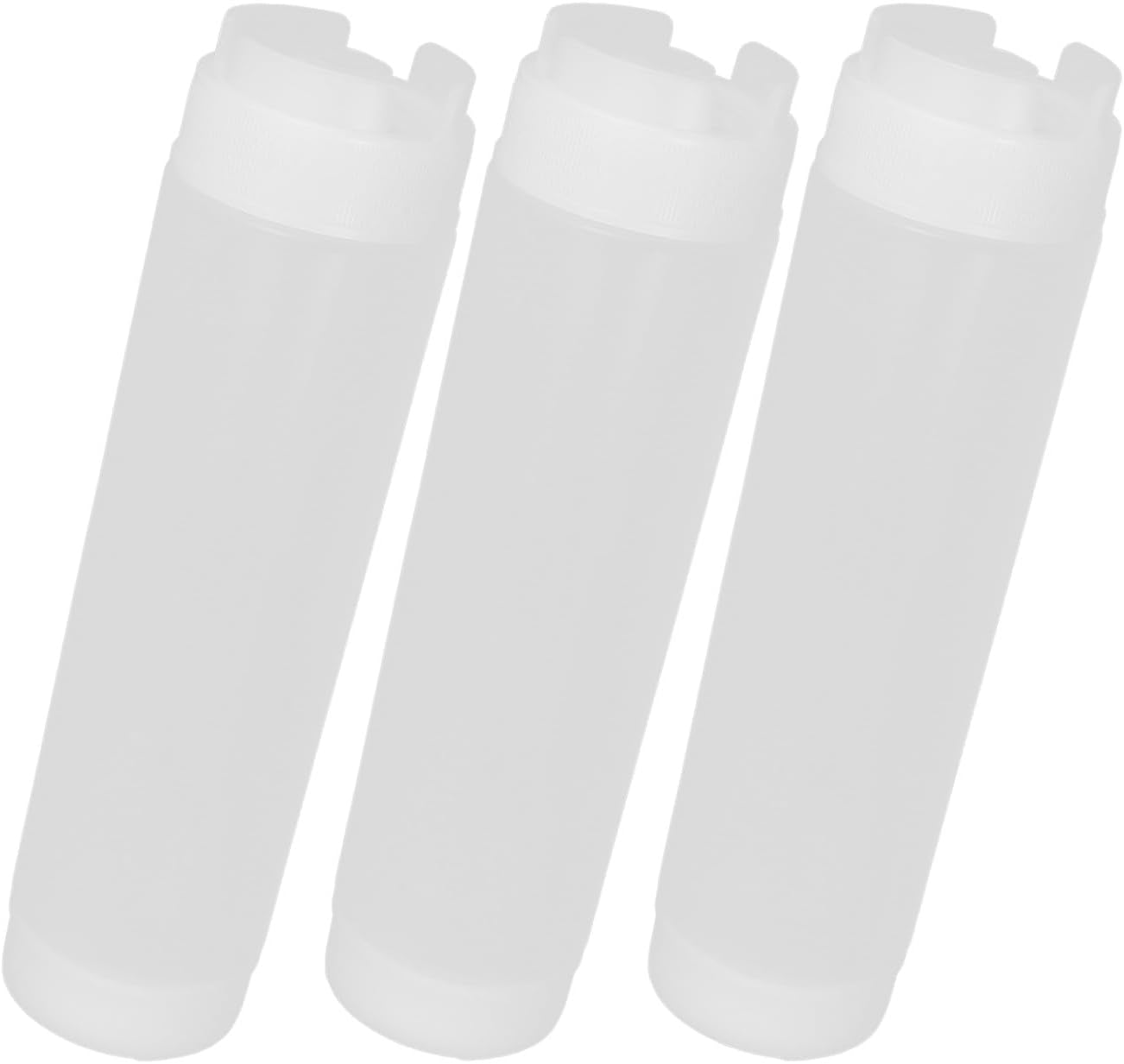 PRETYZOOM 3pcs Dual-head 480ml Squeeze Bottles for Condiments with Refillable Plastic Containers White Sauce Dispensers for Cheese, Salad, Tomato Sauces, for Restaurant and Home Use