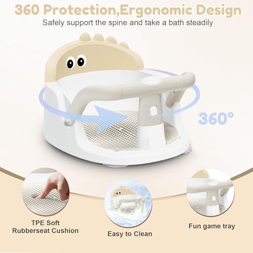 image for Lerrutue Baby Bath Seat for Babies 6 Months & Up Sitting Up, Non-Slip 
