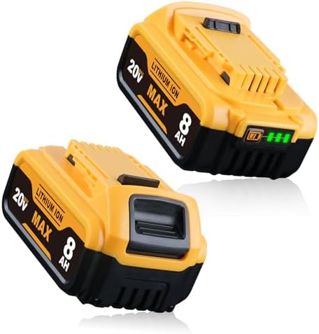 DCB200 8.0Ah 2-Pack Replacement for Dewalt 20V Max Battery DCB201 DCB203 DCB204 DCB206 DCB207 DCB208 with LED Indicator, Compatible with Dewalt 20V Cordless Power Tools and Chargers