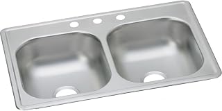Elkay D233193 Dayton Equal Double Bowl Drop-in Stainless Steel Sink, 33 x 19 x 6.5