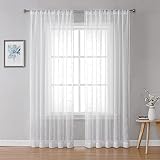 ZJDECOR White Sheer Curtains 84 Inches Length, Circle Round Pattern Window Curtain Panels, Rod Pocke