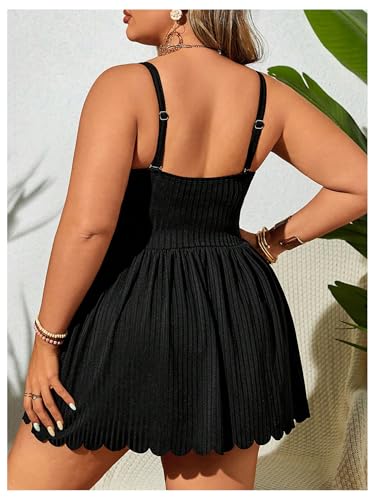 OYOANGLE Women's Plus Size 2 Piece Tankini Swimsuit Textured Ruffle Hem Swim Dress with Bottoms Swimwear2