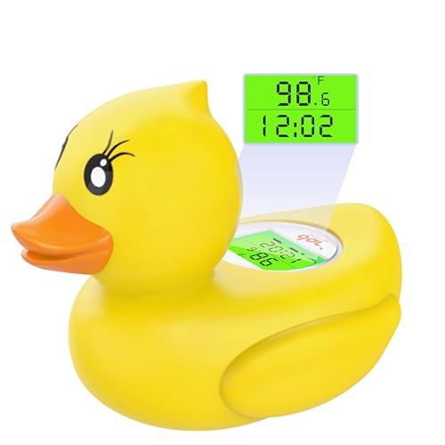 Image of Baby Bath Thermometer with Timer and 3 Color Backlit, Digital Water Temperature Thermometer with and Temperature Warning, Safety Bath Tube Thermometers Floating Toy for Infant, Toddler