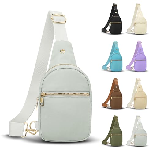 VOROLO Large Sling Bag,Crossbody Bags For Women and Men with Ajustable Strap Trendy Sling Light Grey