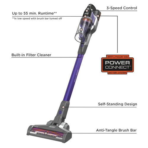 BLACK+DECKER Powerseries Extreme Cordless Stick Vacuum Cleaner for Pets, Purple (BSV2020P) - Thumbnail 3