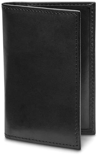 Bosca Italia Old Leather Calling Card Case ‚Äì Minimalist Front Pocket Wallet for Men ‚Äì 4 Billfold Card Slots Handmade in Italy - Black