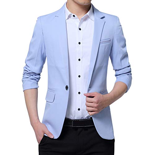 Hombre Chaqueta Entallada con Botón Negocios Casual Chaqueta de Traje Nuevo Chaqueta Manga Larga Cardigan para Hombre Traje Blazer Abrigo Tops vpass Cover
