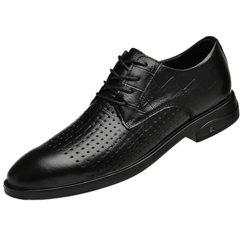 Men's Leather Oxfords Shoes Lace-Up Large Size Comfortable Dress Shoes for Work and Wedding