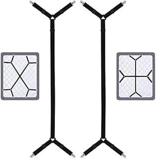 Sopito Bed Sheet Fasteners, 2pcs Adjustable Long Bed Suspenders Sheet Holder Straps Heavy Duty Bed Sheet Clips Grippers for All Square Mattresses Fitted Sheets Flat Sheets, Black