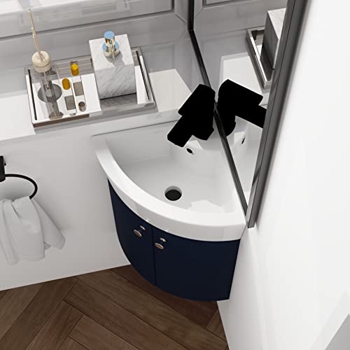 Beingnext 13 Inch Wall-Hung Vanity, 13'' Corner Vanity, Floating Bathroom Vanity With Sink, With 1 Door And White Ceramic Basin Sink Top(053) #TOP2