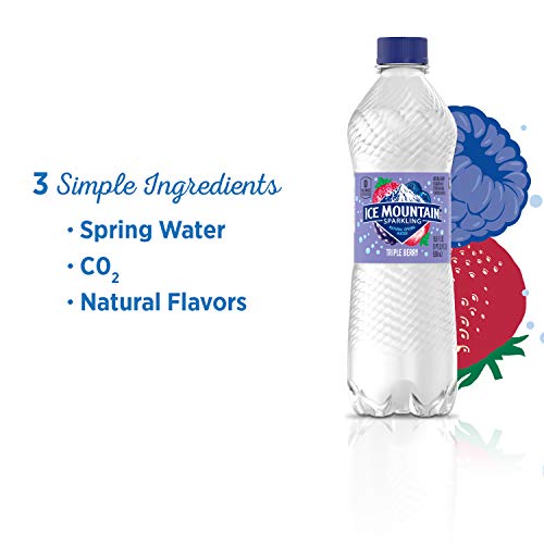 Ice Mountain Sparkling Water, Triple Berry, 16.9 oz. Bottles, 8 Count