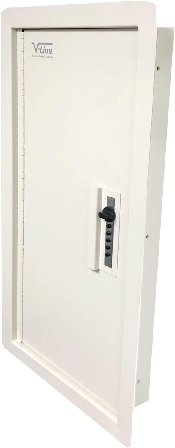 - Quick Vault XL Locking Storage for Guns & Valuables, Ivory durable textured powder coat, 14" W x 28"H x 4" D