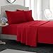 Komplet pościeli 100% mikrofibry - Zestaw 4 części jednolity kolor - 1 x prześcieradło z gumką 150 x 200 cm 2 osoby z dużym 35 cm, 1 x prześcieradło płaskie i 2 poszewki na poduszkę, czerwony