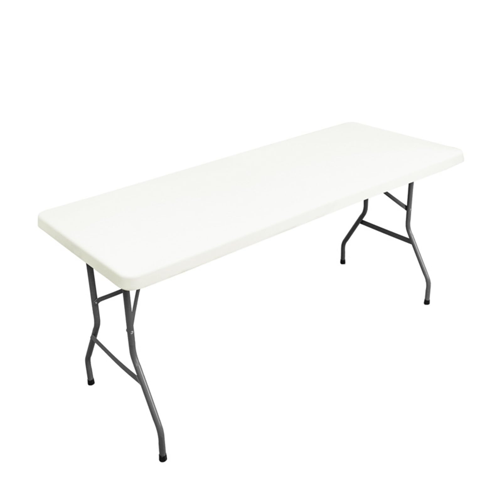 Odot Stretch Rectangular Tablecloth, Solid Colour Table Cover with Elastic Edged Wipe Clean Washable Fitted Table Protector for Banquet Folding Table Event Wedding (6FT,Cream White)