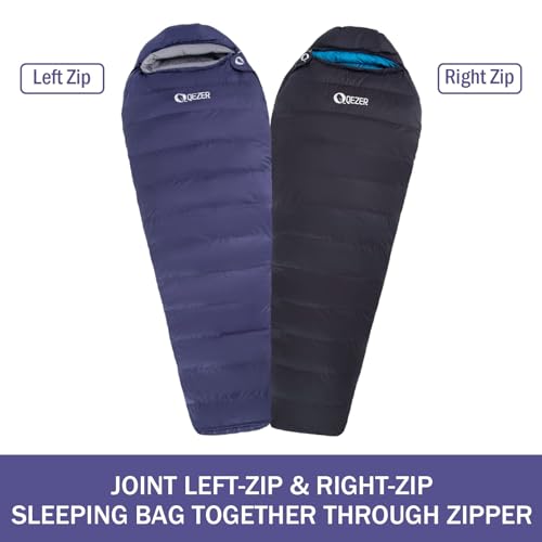 Qezer QDM-800BLACK-US Down Sleeping Bag For Adults 20 Degree Cold Weather Sleeping Bag With 600 Fill Power Down Backpacking Ultralight Mummy Sleeping Bag thumb #5