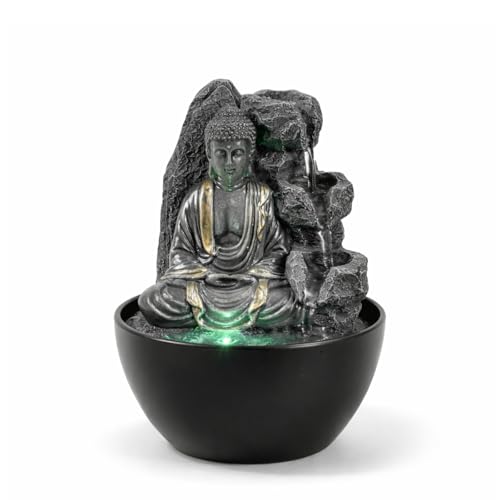 Fontaine d’Intérieur Bouddha Relaxante – Fontaine Cascade – Décoration Zen Feng Shui Porte-Bonheur- Idée Cadeau Futée et Utile Petit Prix- Fontaine...