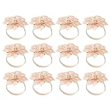 WATIIFUFU 12 Servilleteros Metálicos Diseño Floral en Oro Rosa Anillos para Servilletas de Tela Decorativos para Mesa de Comedor Ideales para Cenas Bodas y Fiestas Formales