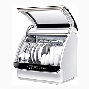 Aanrecht vaatwasser, draagbare compacte vaatwasser met 4 wasprogramma’s, anti-lekkage, fruit en groente weken met mand…