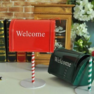 Amazon オシャレ雑貨 レトロな 外国 ポスト 郵便受け風 ブリキ 置物 小物入れ レッド 置物 オブジェ オンライン通販