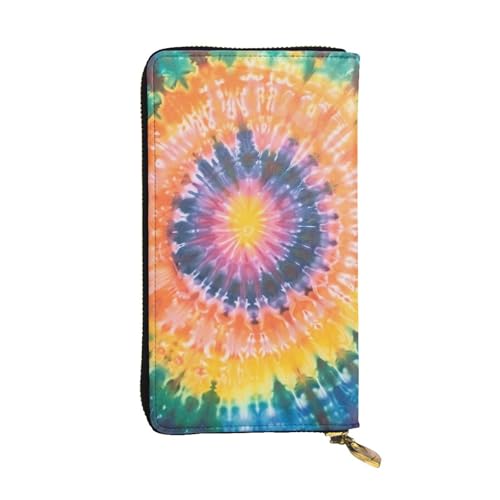 Porte-monnaie de voyage en cuir tie dye grand format zippé idéal pour smartphone