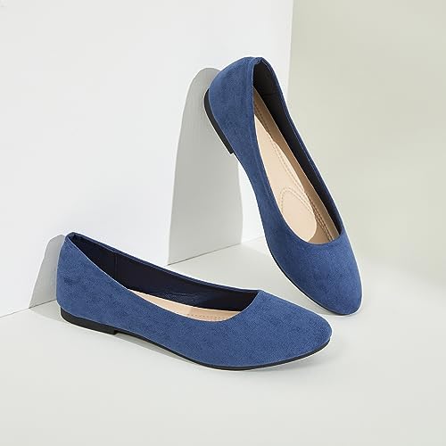 Image of Shupua Flats for Women Round Toe Black Ballet Flats Dressy Work Shoes