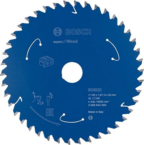 Bosch 1x Kreissägeblatt Expert for Wood (Holz, Sägeblatt Ø 140 x 20 x 1,8 mm, 42 Zähne, Professional Zubehör Akku Handkreissäge)