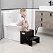 WOOD CITY Step Stool for Kids, Wooden Toddler Step Stool with Safety Non-Slip Mats and Handles for Kitchen, Bathroom Sink & Potty Training - Black