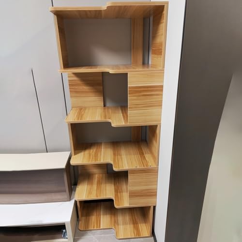 L-Shaped Corner Shelf, Large Open Bookshelf for Small Spaces, Stylish Display Bookcase Organizer for Bedroom & Study Room (60x40x128cm)