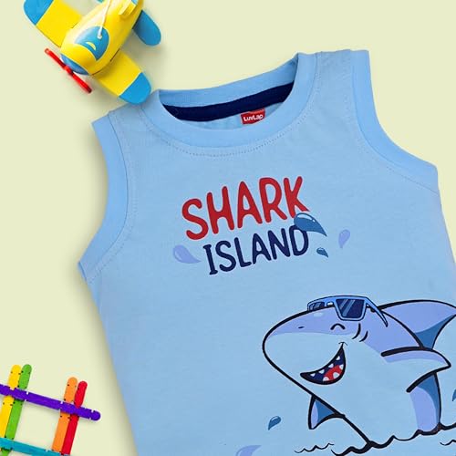 Image of LuvLap Baby Boys Pack Of 3 Sleeveless Printed Tank Top & Shorts Set 100% Cotton, M (3 to 6 Months)