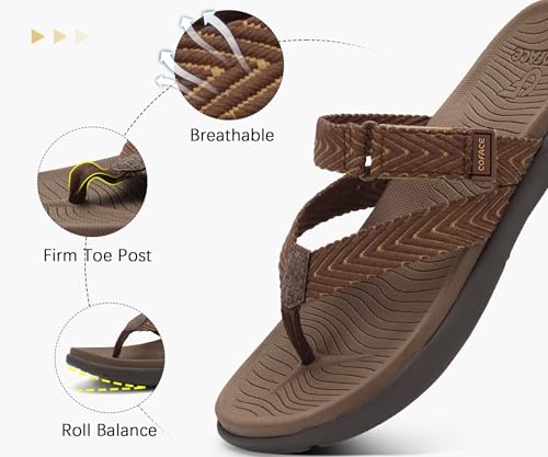 Image of COFACE Womens Trendy Orthotic Flip Flops Lightweight Yoga Mat Thick Cushion Walking Thong Sandals Adjustable Slip On Slippers With Comfortable Plantar Fasciitis Arch Support