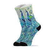 CUSPRINT Socks for Kids, Peisly Peacock Cute Fuzzy Crew Socks Christmas Gifts Stocking Non Slip Boys Girls 6-8