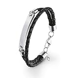 Dank Verlängerungskettchen ist dieses schwarze Armband in der Länge von 20 bis zu 22 cm individuell verstellbar und leicht durch einen Karabiner zu verschließen