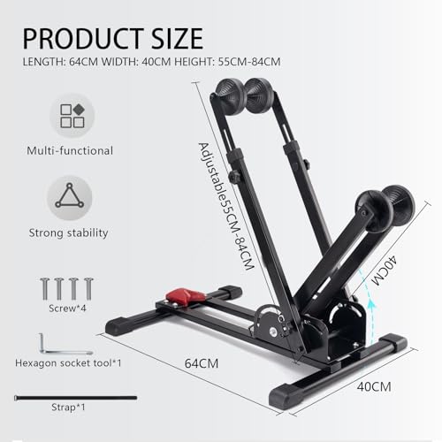 3-in-1 Fahrradständer boden,Fahrradständer mountainbike,Fahrrad ständer für 20-29 Zoll MTB & Rennräder, Heim/Garage Lagerung