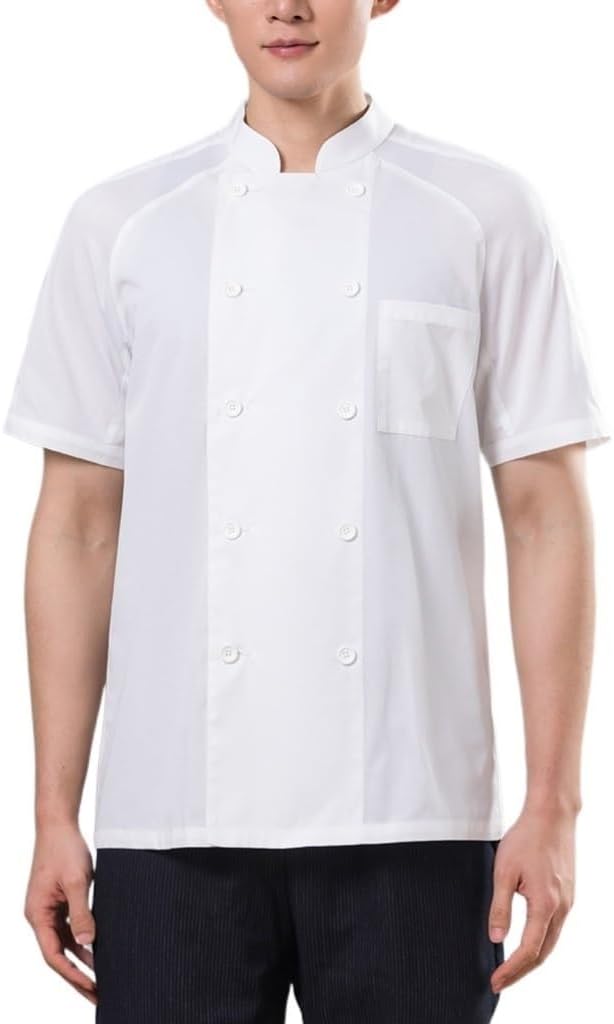 Chef Coat Short Sleeve Cooking Chef Uniforms Unisex Chef Jacket for Hotel, Restaurant, Kitchen, Catering