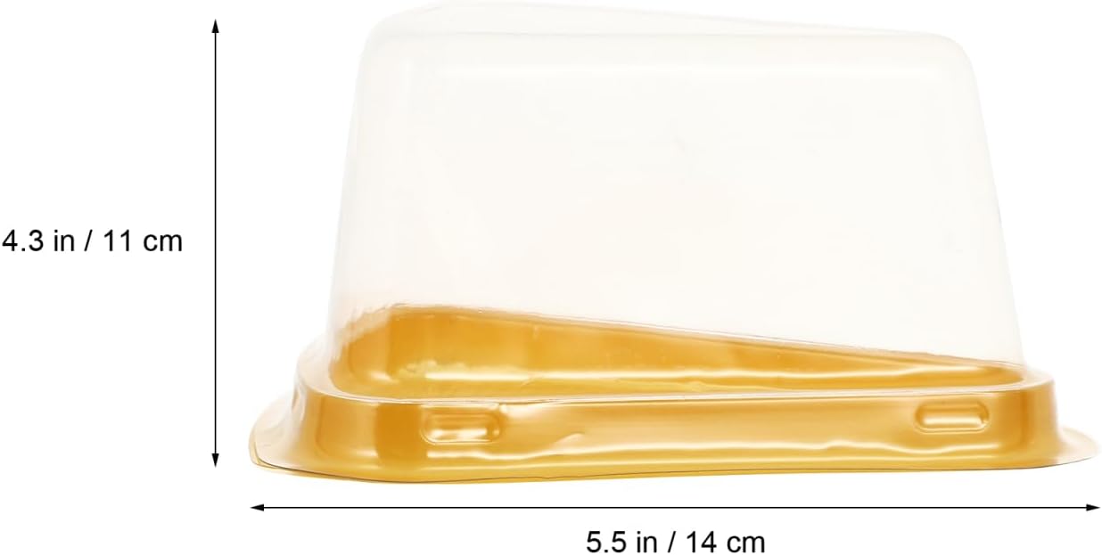 SHOWERORO Triangle Cake Box 5.70X4.33X2.95 in Transparent Single Cupcake Container Food Grade Pet Dessert Packaging with Secure Buckle Closure Non-Slip Base for Bakery Packing and Party Use