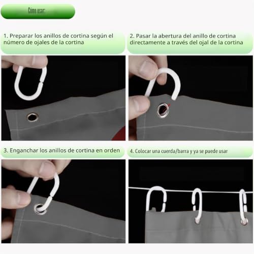 Miniatura 4 de Lianrises 36 Piezas Anillos De Cortina De Ducha, Anillas Para Cortinas Plástico De C, Shower Rings, Anillo Cortina Deslizante Blancos, Adecuados Para Las Barra De Ducha, Baños, Cocina, C-Ring Gancho