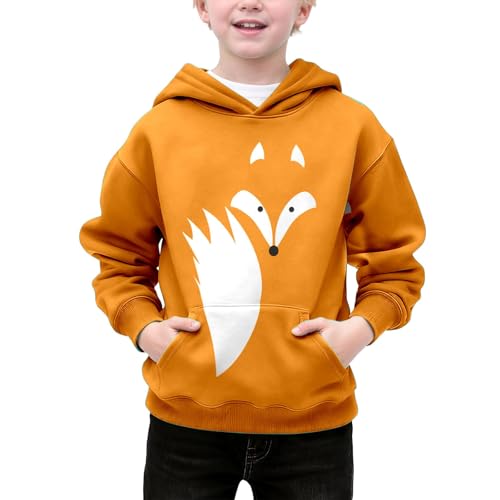 Genérico Sudadera con Capucha Informal para niñas, Ideal para el día a día. Chaqueta de Forro Polar Suave con Estampado Completo para niñas pequeñas, jóvenes y Adolescentes. (Orange, 3-4Years)