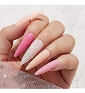 Makartt Acrylic Nail Kit, Long Stiletto Press On Nails Set 240pcs Soak Off Soft Gel Nail Tips Gel...