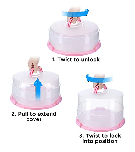 Adlers Co. 12Inch Cake Carrier Cake Box,Stand With Lid Trance Lucent Dome Cupcake Pie And Cookie Safely Easily Clean Transportable Round Extra-Large Round Expandable, Collapsible Dual Layer Gift Idea Kitchen Storage Display Tupperware For Home Bakers #TOP2