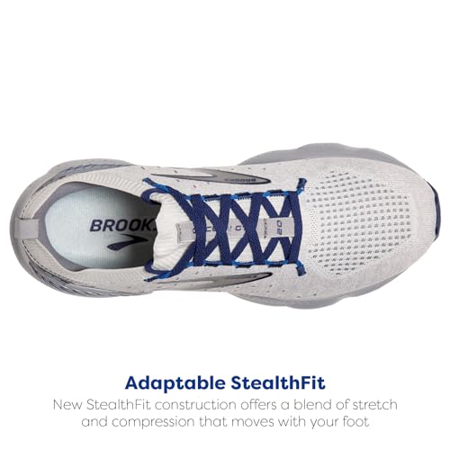 Brooks Men’s Glycerin StealthFit GTS 20 Supportive Running Shoe - Oyster/Alloy/Blue Depths - 12.5 Medium
