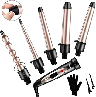 Curling Wand, Ohuhu Hair Curler 5 in 1, 9 to 32mm Multifunction Curling Tongs Iron Set with 5 Interchangeable Ceramic Barrel and Quick Heating for Long or Short All Hair Styling