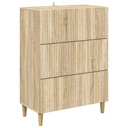mtlskopl - Cómoda de roble Sonoma 66 x 34,5 x 90 cm, armario de cajones moderno de madera con 3 cajones, armario auxiliar vintage para salón y pasillo, armario con patas de madera