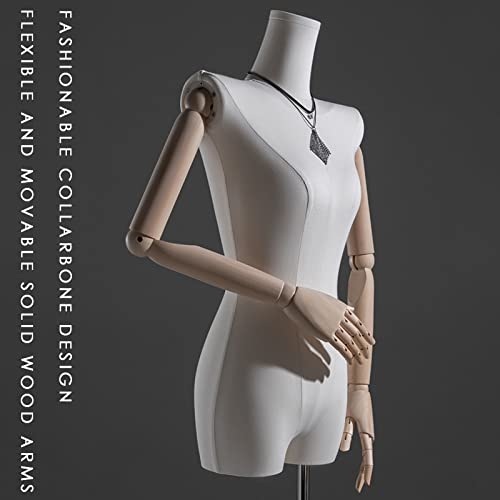 Female Dress Form Fashion Mannequin Torso, Manikin Body Clothing Display Form With Soild Wood Arm And Metall Base For House Clothing Store School ( Size : C ) #TOP4