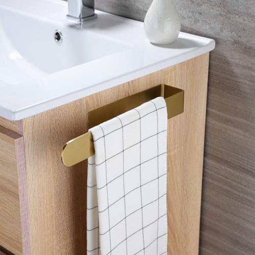 Image of Taozun Gold Hand Towel Holder, Adhesive Towel Rack Bathroom Towel Bar Stick on Wall, Stainless Steel Towel Ring Whithout Drilling, 11.8-Inch