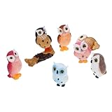 Yardwe 7 Stück Teiliges Mini Eulenfigur Resin Handgefertigte Gartendeko für Draußen und Innen...