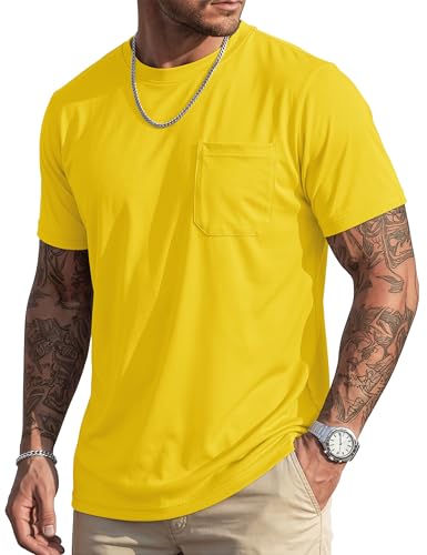 magcomsen MAGCOMSEN Mens T-Shirts Short Sleeve with Pocket UPF 80+ Sun Protection Moisture Wicking Casual Plain Crewneck Tee